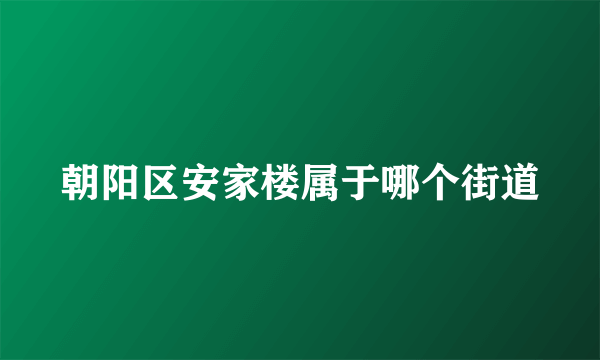 朝阳区安家楼属于哪个街道