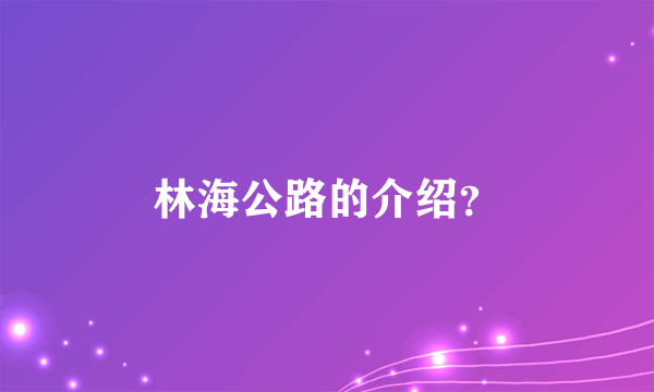 林海公路的介绍？
