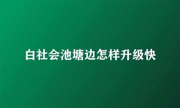 白社会池塘边怎样升级快