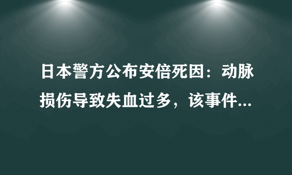 日本警方公布安倍死因：动脉损伤导致失血过多，该事件中存在哪些漏洞？