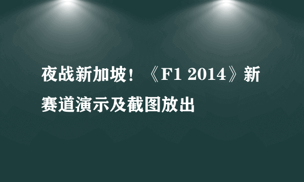 夜战新加坡！《F1 2014》新赛道演示及截图放出