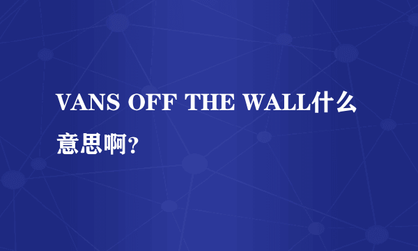 VANS OFF THE WALL什么意思啊？