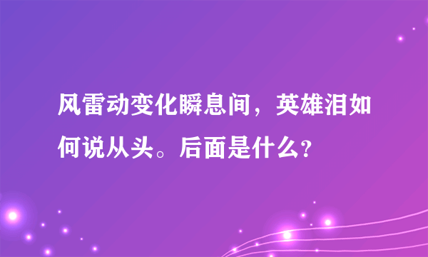 风雷动变化瞬息间，英雄泪如何说从头。后面是什么？
