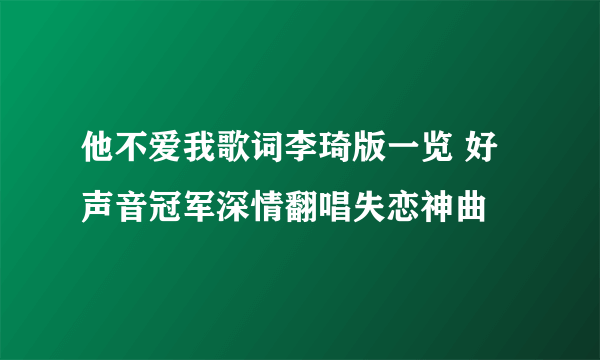 他不爱我歌词李琦版一览 好声音冠军深情翻唱失恋神曲