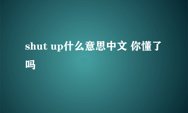 shut up什么意思中文 你懂了吗