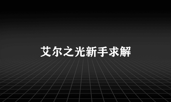 艾尔之光新手求解