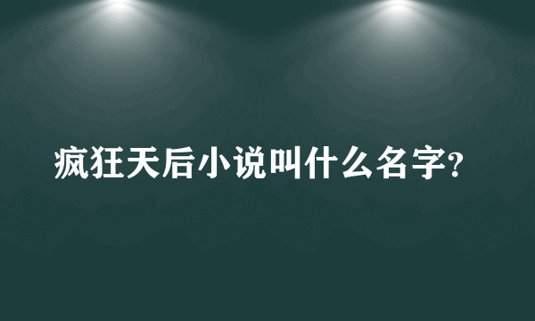 疯狂天后小说叫什么名字？