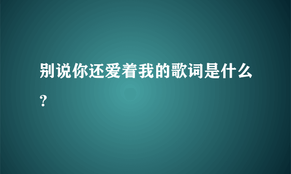 别说你还爱着我的歌词是什么？