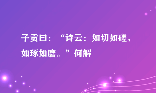 子贡曰：“诗云：如切如磋，如琢如磨。”何解