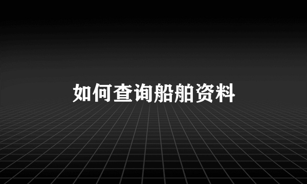 如何查询船舶资料
