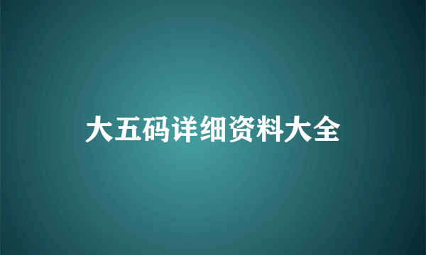 大五码详细资料大全