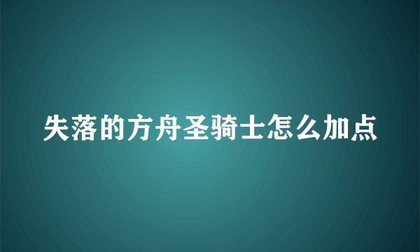 失落的方舟圣骑士怎么加点