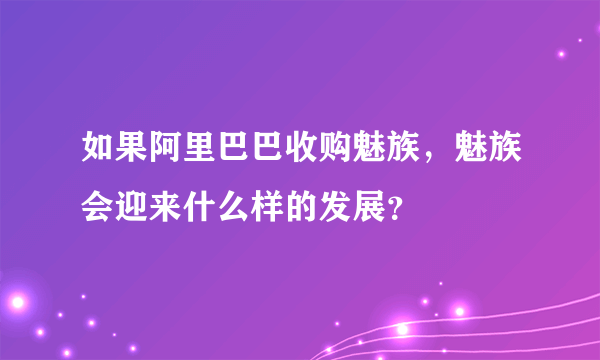 如果阿里巴巴收购魅族，魅族会迎来什么样的发展？