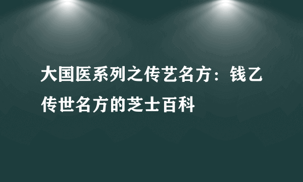 大国医系列之传艺名方：钱乙传世名方的芝士百科
