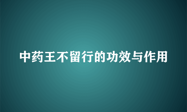 中药王不留行的功效与作用