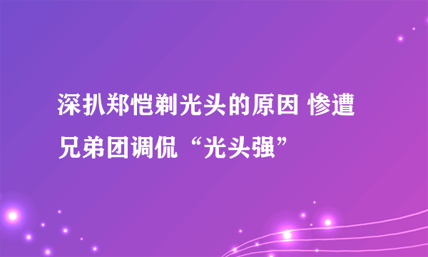 深扒郑恺剃光头的原因 惨遭兄弟团调侃“光头强”
