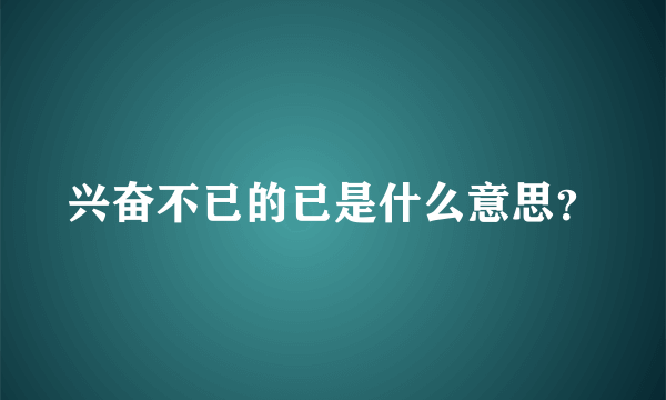 兴奋不已的已是什么意思？