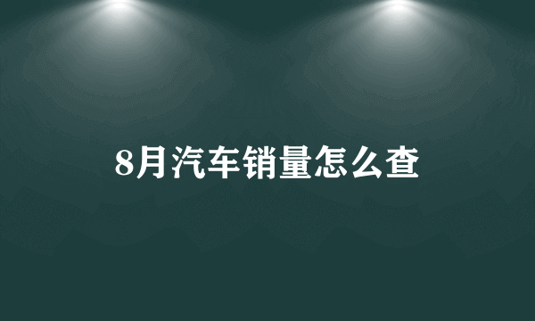 8月汽车销量怎么查