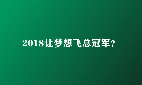 2018让梦想飞总冠军？