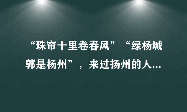 “珠帘十里卷春风”“绿杨城郭是杨州”,来过扬州的人无不为扬州城美丽风景所吸引,下列现象能说明分子在