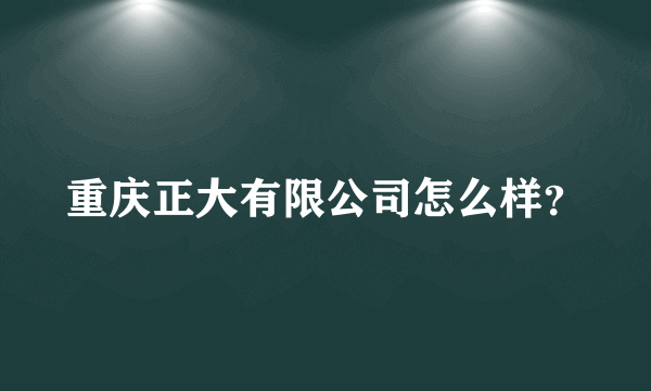 重庆正大有限公司怎么样？