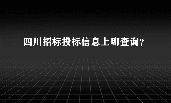 四川招标投标信息上哪查询？