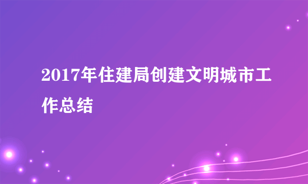 2017年住建局创建文明城市工作总结