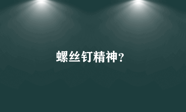 螺丝钉精神？
