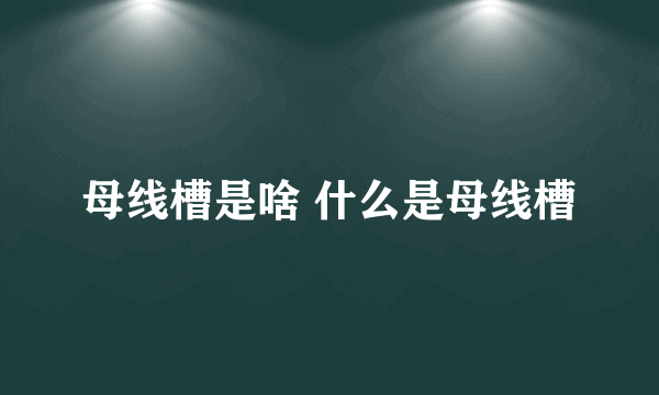 母线槽是啥 什么是母线槽