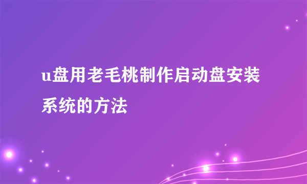 u盘用老毛桃制作启动盘安装系统的方法