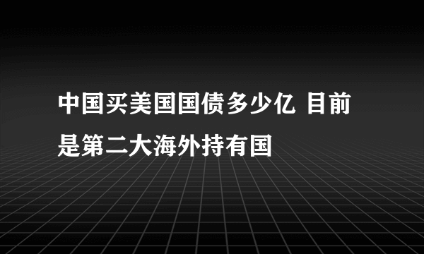 中国买美国国债多少亿 目前是第二大海外持有国