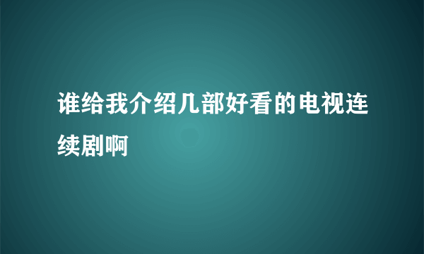 谁给我介绍几部好看的电视连续剧啊