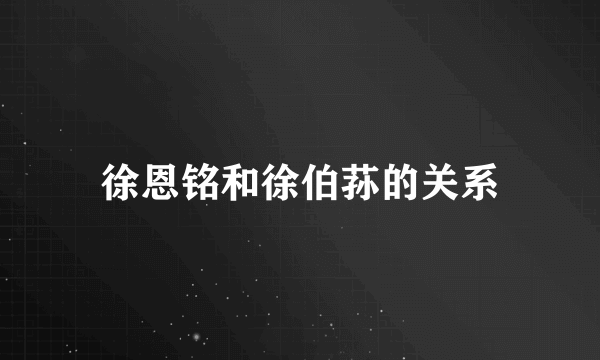徐恩铭和徐伯荪的关系