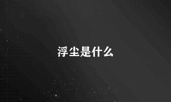 浮尘是什么