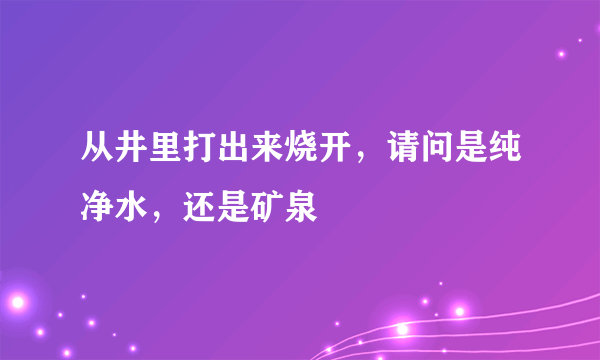 从井里打出来烧开，请问是纯净水，还是矿泉