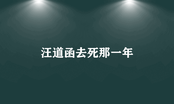 汪道函去死那一年