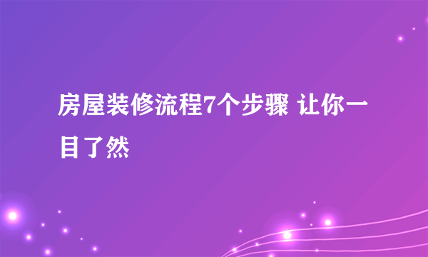 房屋装修流程7个步骤 让你一目了然