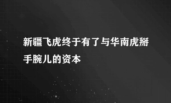 新疆飞虎终于有了与华南虎掰手腕儿的资本