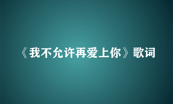 《我不允许再爱上你》歌词