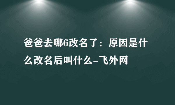 爸爸去哪6改名了：原因是什么改名后叫什么-飞外网