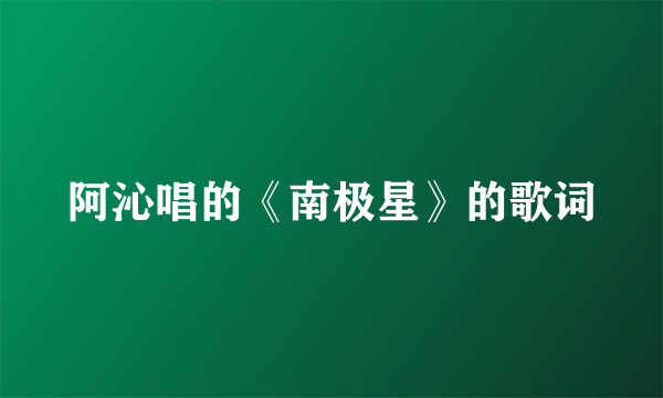 阿沁唱的《南极星》的歌词