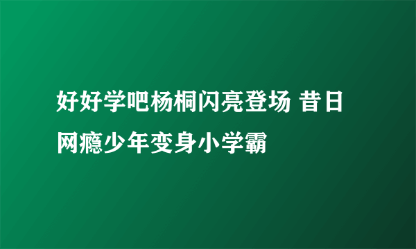 好好学吧杨桐闪亮登场 昔日网瘾少年变身小学霸