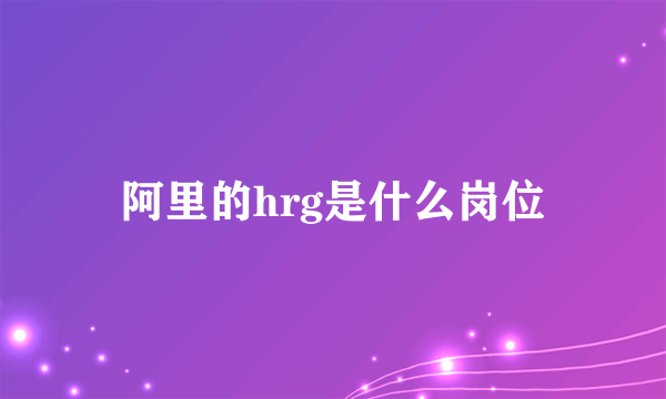 阿里的hrg是什么岗位