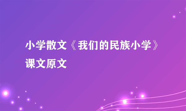 小学散文《我们的民族小学》课文原文
