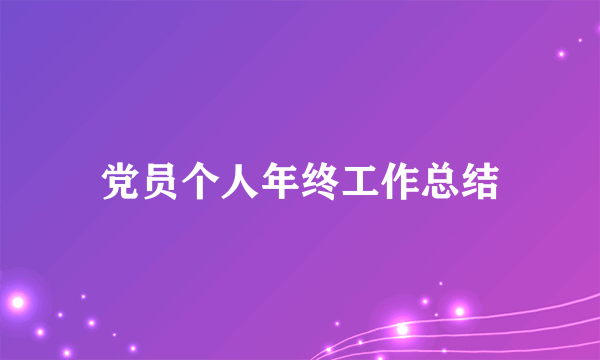 党员个人年终工作总结