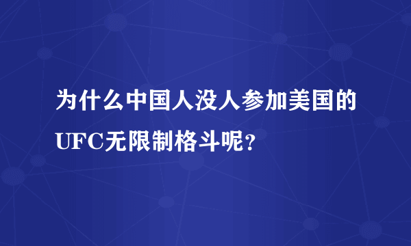 为什么中国人没人参加美国的UFC无限制格斗呢？