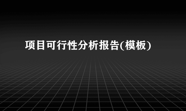 项目可行性分析报告(模板)