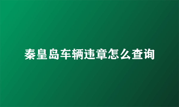 秦皇岛车辆违章怎么查询
