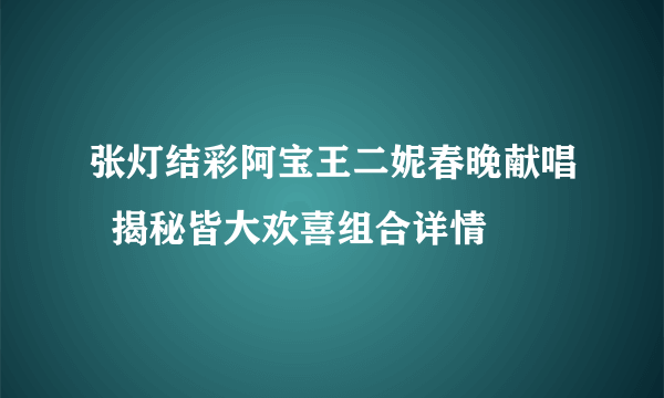 张灯结彩阿宝王二妮春晚献唱  揭秘皆大欢喜组合详情