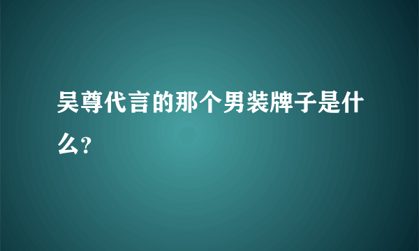 吴尊代言的那个男装牌子是什么？
